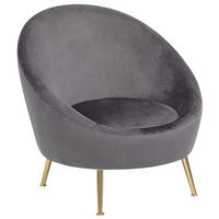 SESSEL Samtstoff grau Langa - Goldfarben/Grau, Textil (80/81/76cm) - Beliani