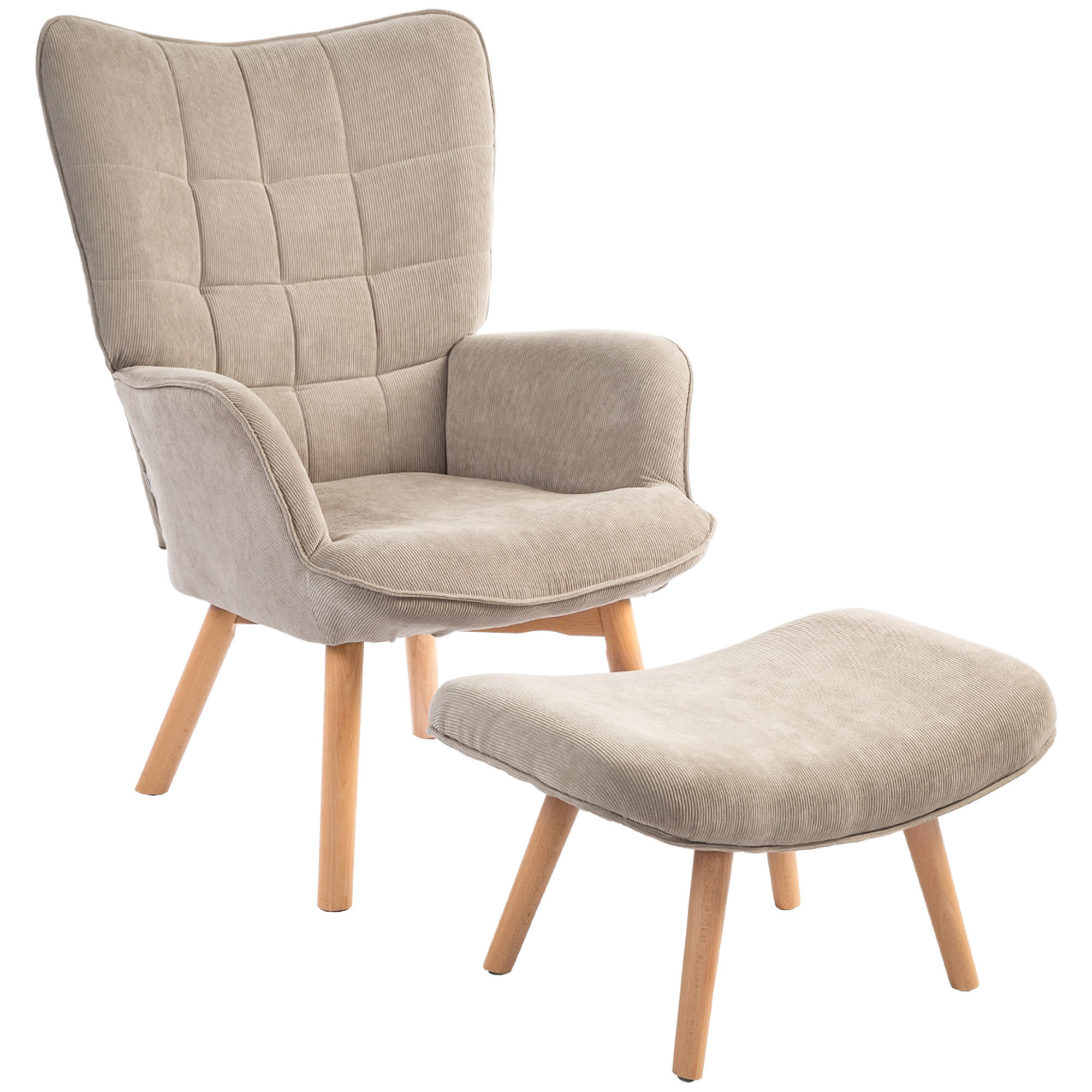 AKZENTSESSEL mit Hocker, Hellbraun - Beige, Textil (80/101/72cm) - furnicato