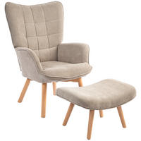 AKZENTSESSEL mit Hocker, Hellbraun - Beige, Textil (80/101/72cm) - furnicato