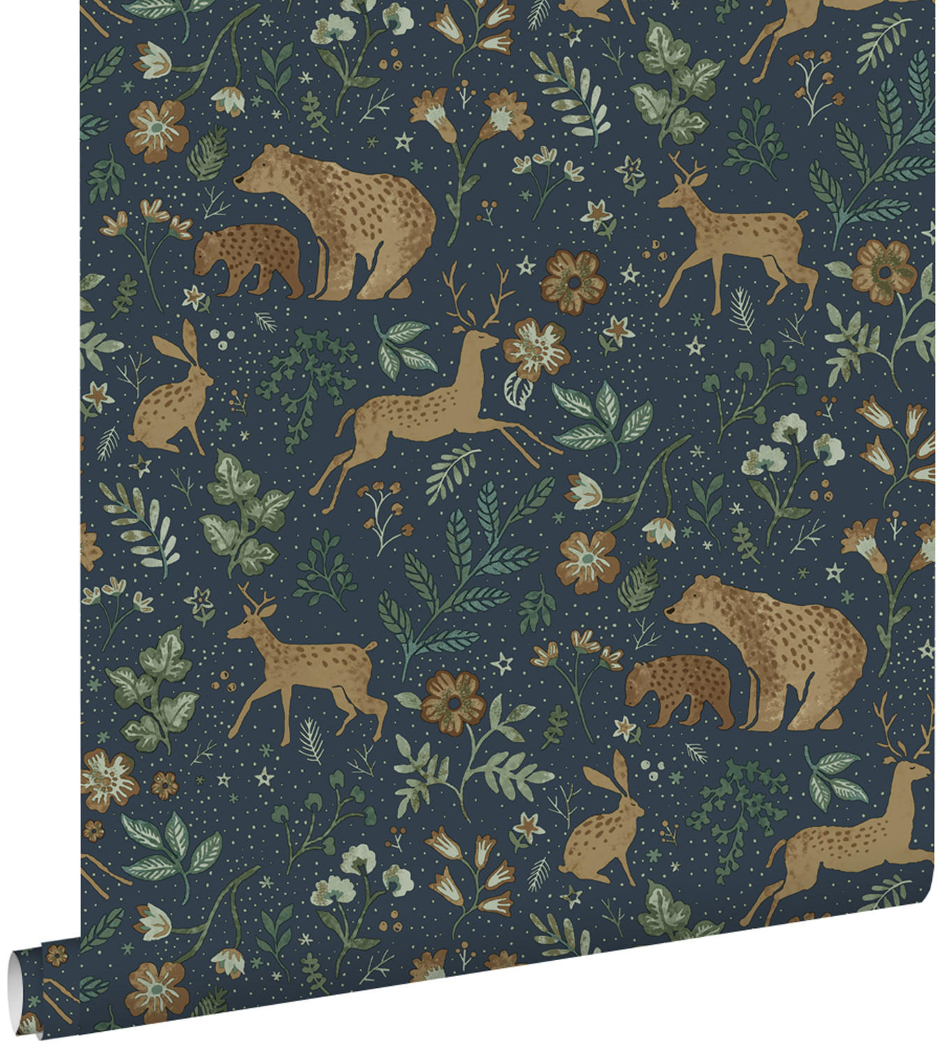 TAPETE Wald mit Waldtieren 53 cm x 10.05 m - Blau, Papier (53/0.1cm) - ESTAhome