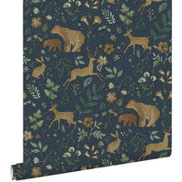 TAPETE Wald mit Waldtieren 53 cm x 10.05 m - Blau, Papier (53/0.1cm) - ESTAhome