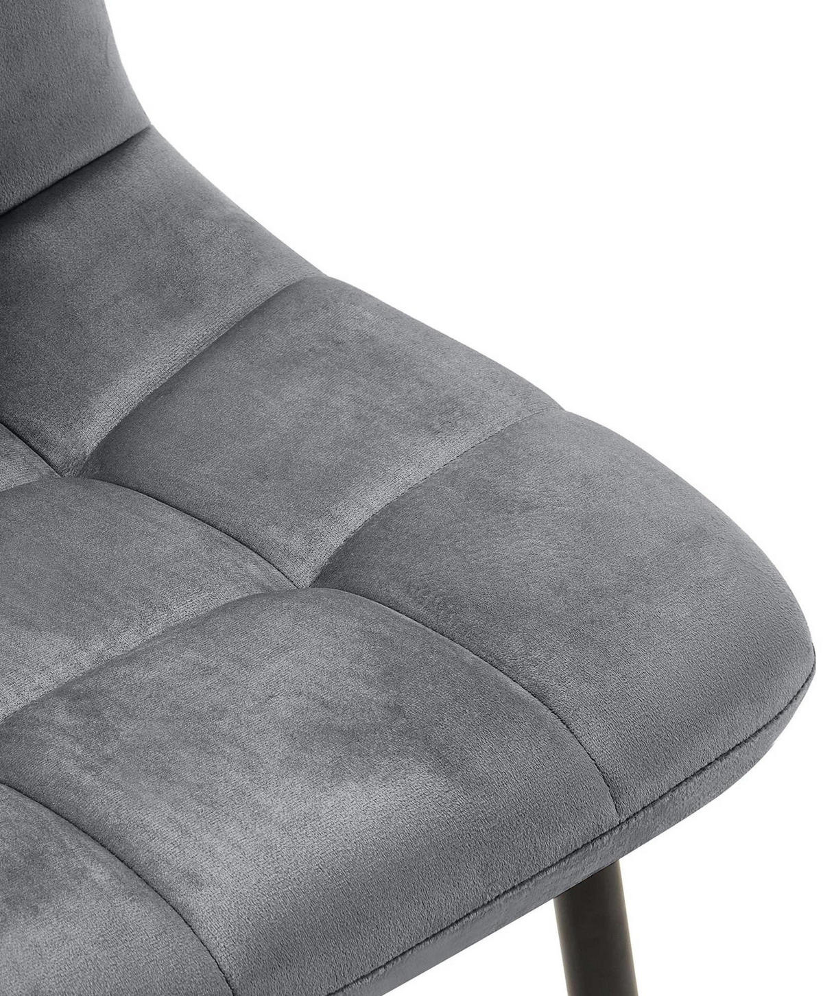 STUHL 4er Set Samt Dunkelgrau - Dunkelgrau/Schwarz, Textil/Metall (45/84/55cm) - CLP