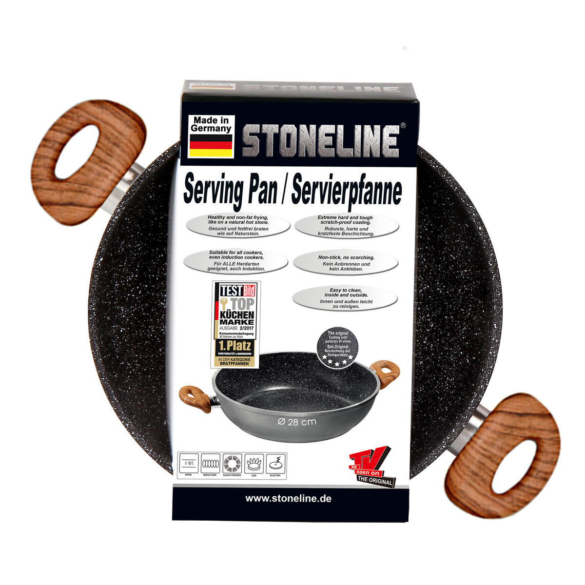 SERVIERPFANNE - Grau, Metall (28cm) - Stoneline