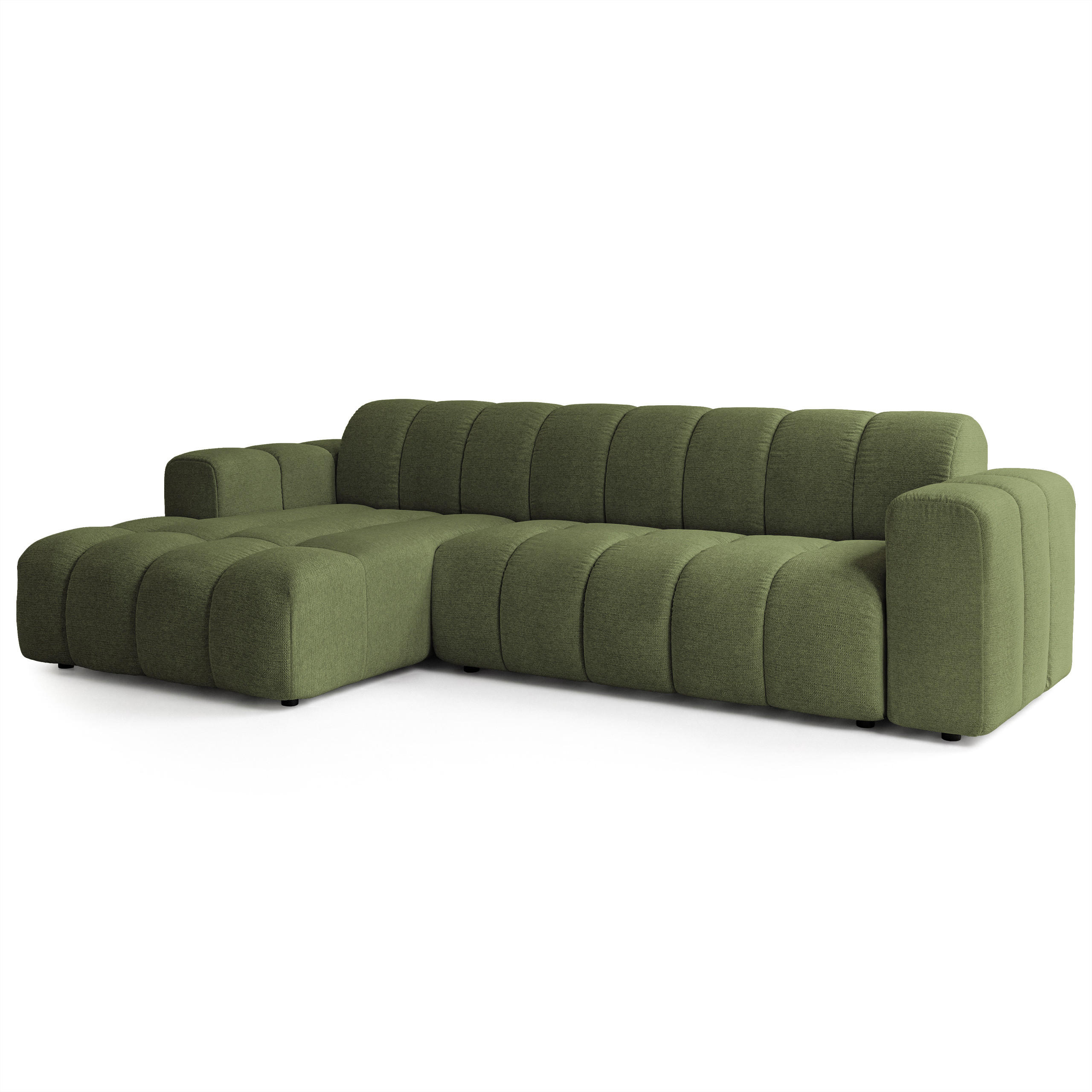 ECKSOFA SETIA Olivgrün Strukturstoff - Olivgrün, Holz (304/165cm) - MASSENO