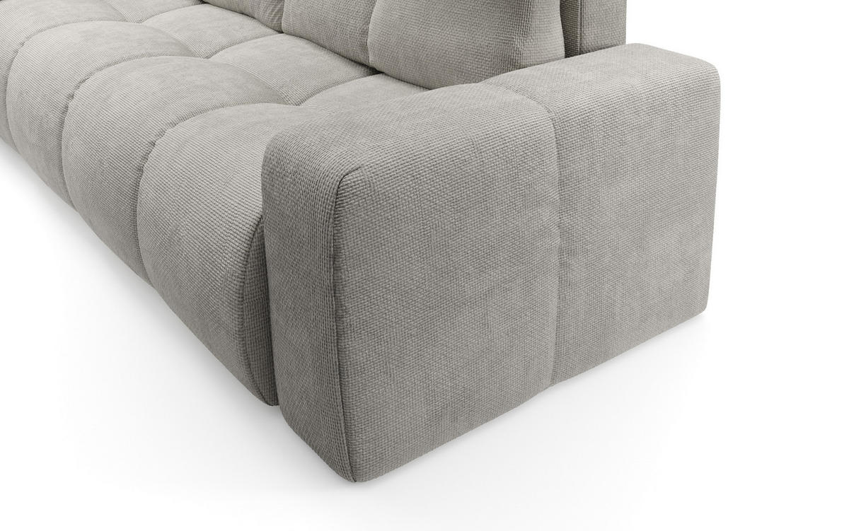 BETTSOFA DUCA Grau Jersey- Stoff mit Schlaffunktion - Grau, Holz (259/90/99cm) - MASSENO