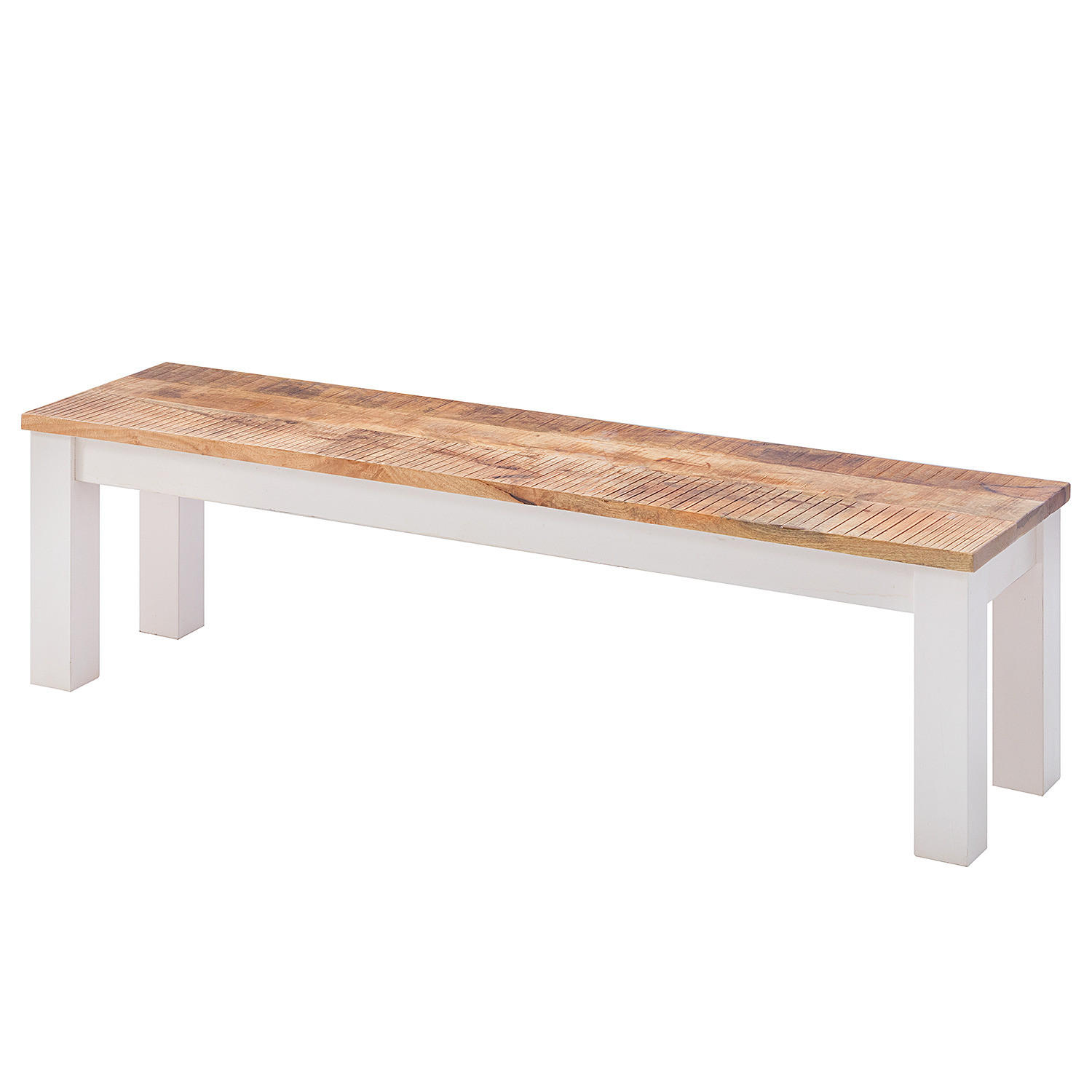 SITZBANK - Mango massiv - Braun/Weiß, Holz (180/45/40cm) - home24