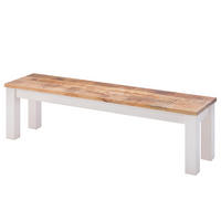 SITZBANK - Mango massiv - Braun/Weiß, Holz (180/45/40cm) - home24