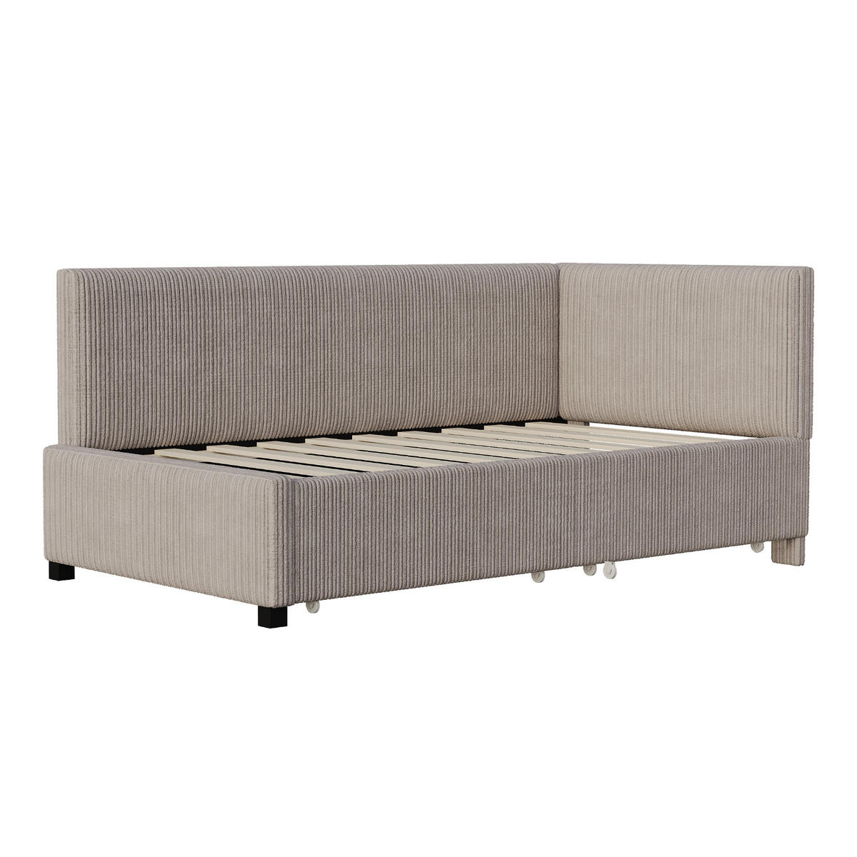 POLSTERBETT 90/200 mit 2 Stauraumschubladen Samt Grau 205/97/68 cm - Grau, Leder (90/200cm) - OKWISH