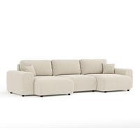 PANORAMASOFA Zanzibar Beige Plüschstoff - Beige/Schwarz, Holz/Holzwerkstoff (325/79/144cm) - Maison de Reve