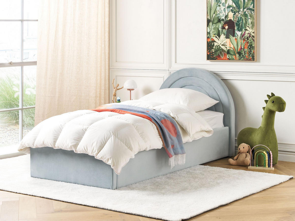 POLSTERBETT 90/200 cm Hellblau Anet - Hellblau, Textil (90/200cm) - Beliani