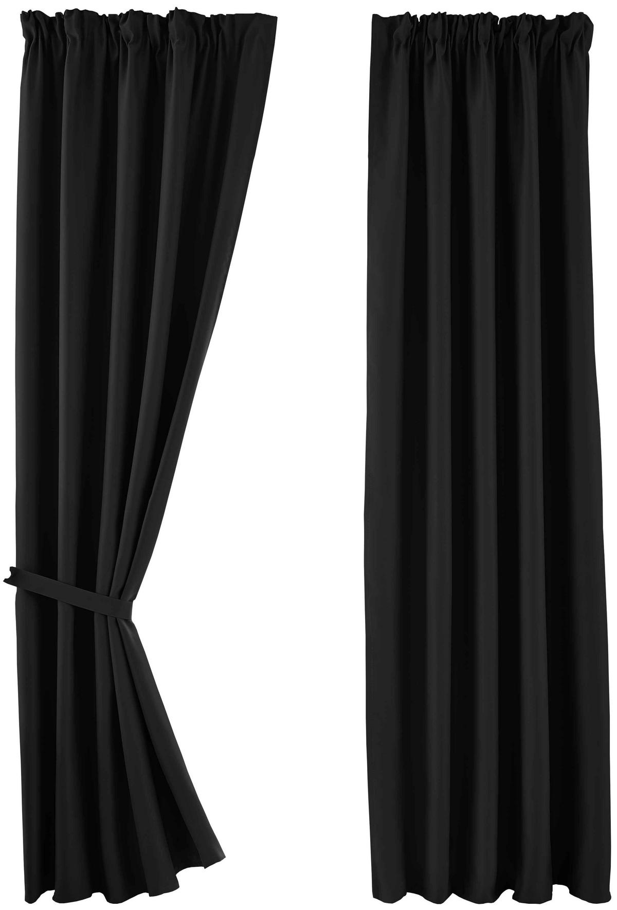 VORHANG 2ER SET NEWYORK HxB 225x140 cm Schwarz - Schwarz, Textil (140/225cm) - Gardinenbox