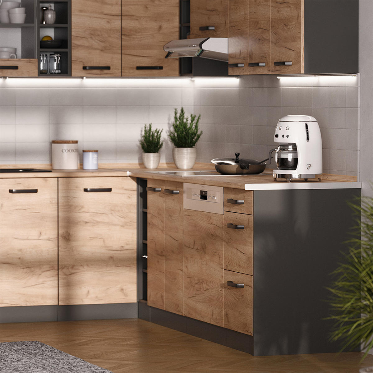 BOČNÍ PANEL PRO MYČKU NÁDOBÍ R-Line Antracit - antracitová, kompozitní dřevo (57/81.2/1.6cm) - Vicco