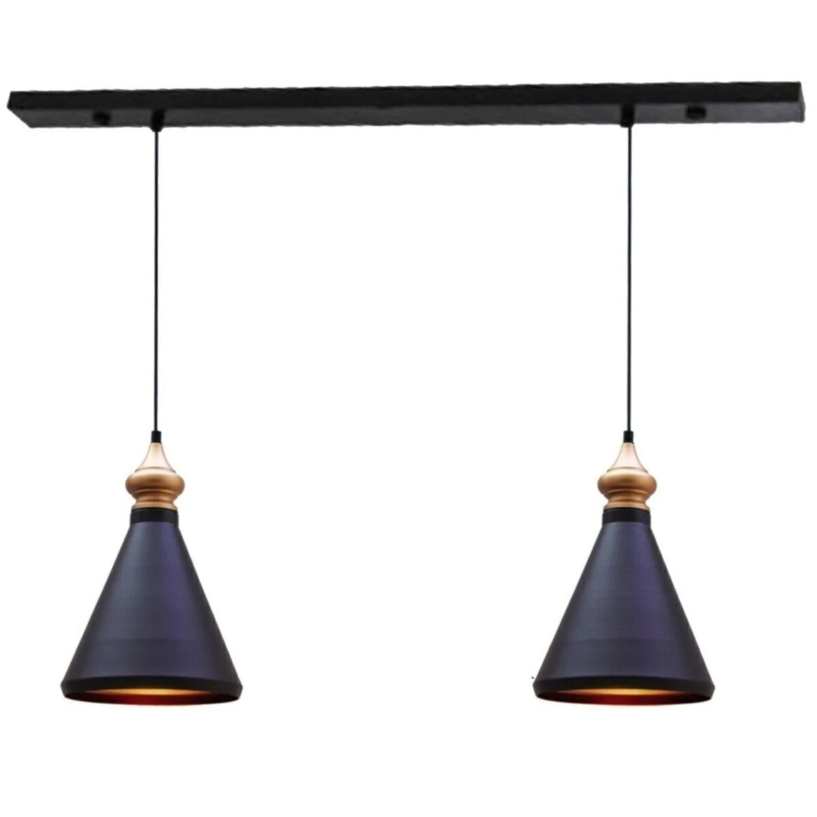 PENDELLEUCHTE Parallelspur 2-tlg - Schwarz, Metall (25/25/40cm) - Bamyum