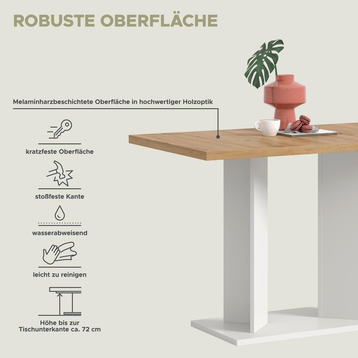 ESSTISCH GUSTAV (B/H/T: ca. 110/76/70 cm) in weiß/Artisan Eiche Nachbildung - Weiß, Holzwerkstoff (70/110/76cm)