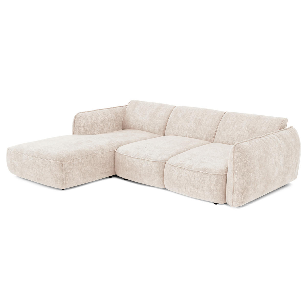 ECKSOFA RECHTS Rastervelours 274cm - Creme, Textil (274/174cm) - Sia Home