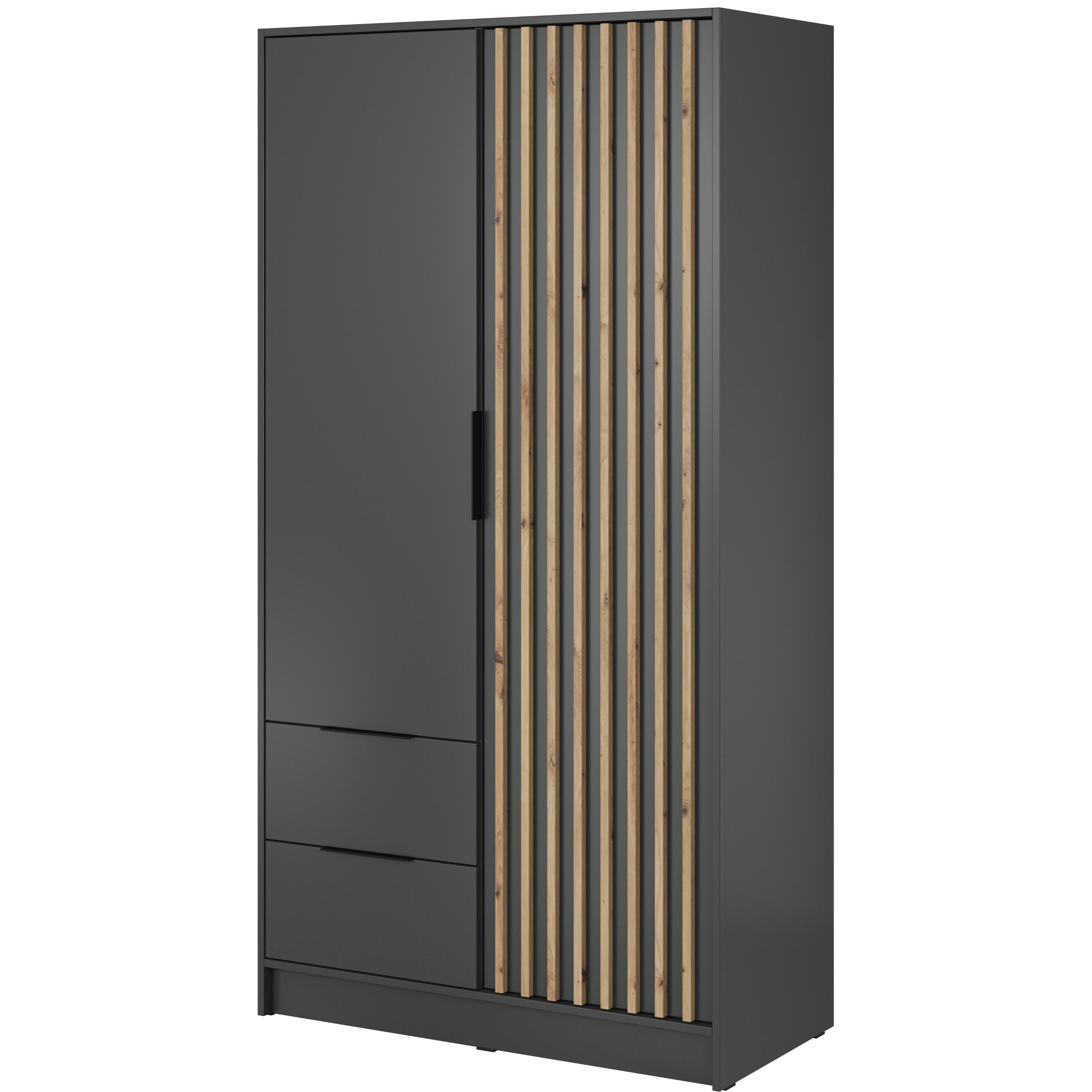 DREHTÜRENSCHRANK NELIANA 105/200/51 cm 2-türig Graphitfarben - Graphitfarben, Holzwerkstoff (105/200/51cm) - MASSENO
