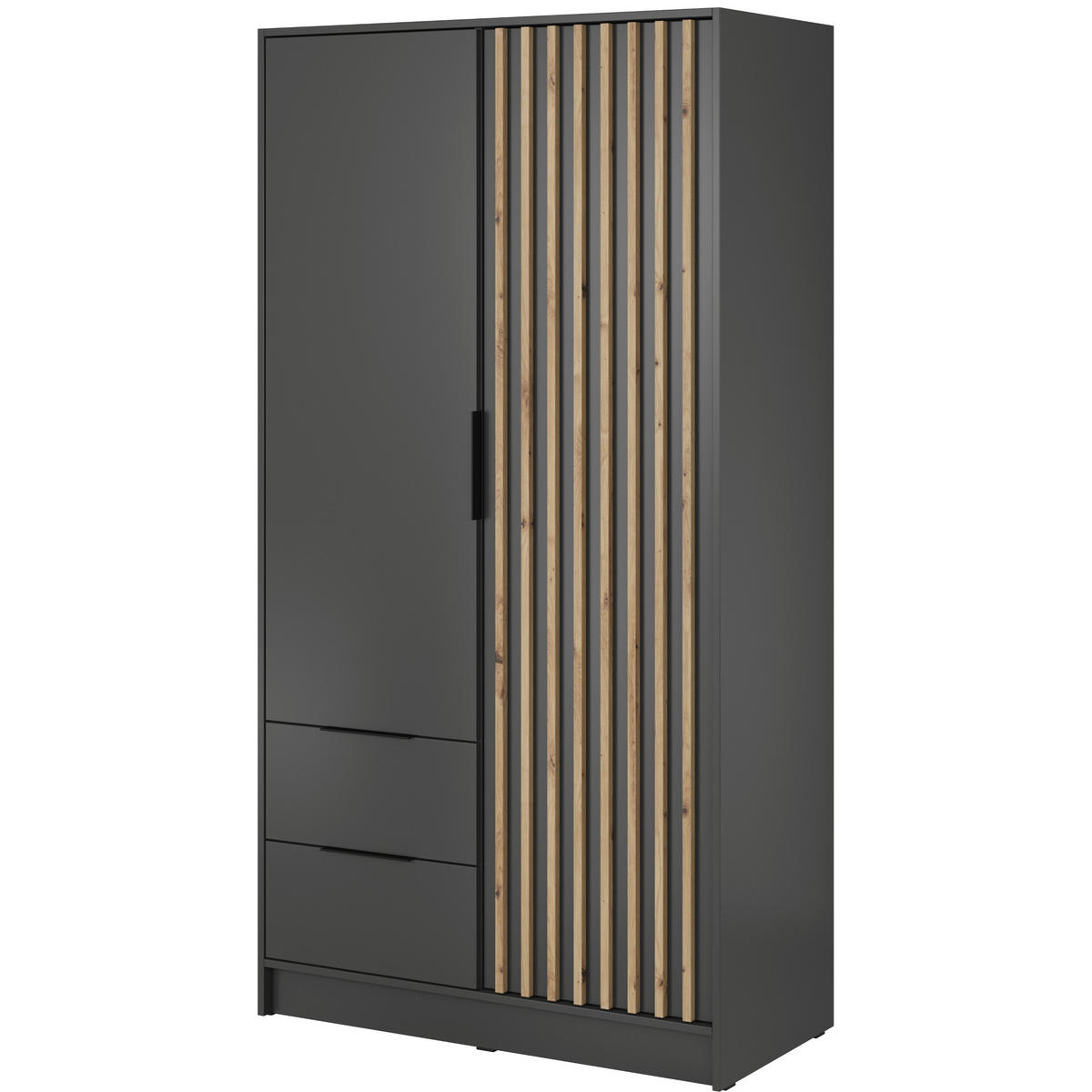 DREHTÜRENSCHRANK NELIANA 105/200/51 cm 2-türig Graphitfarben - Graphitfarben, Holzwerkstoff (105/200/51cm) - MASSENO