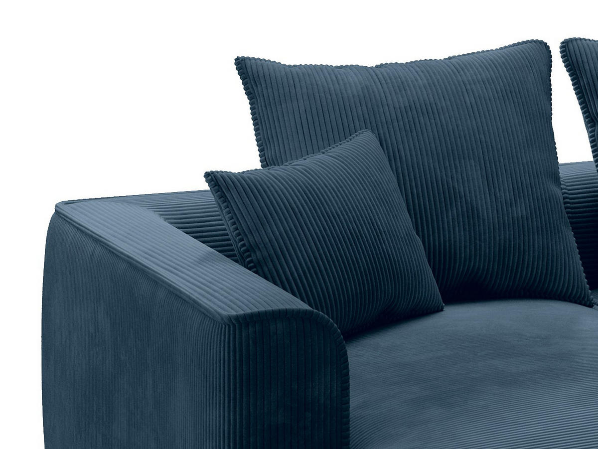 SOFA - 3 Personen - samt - blau Pineta - Blau, Textil (230/67/180cm) - Vente-Unique