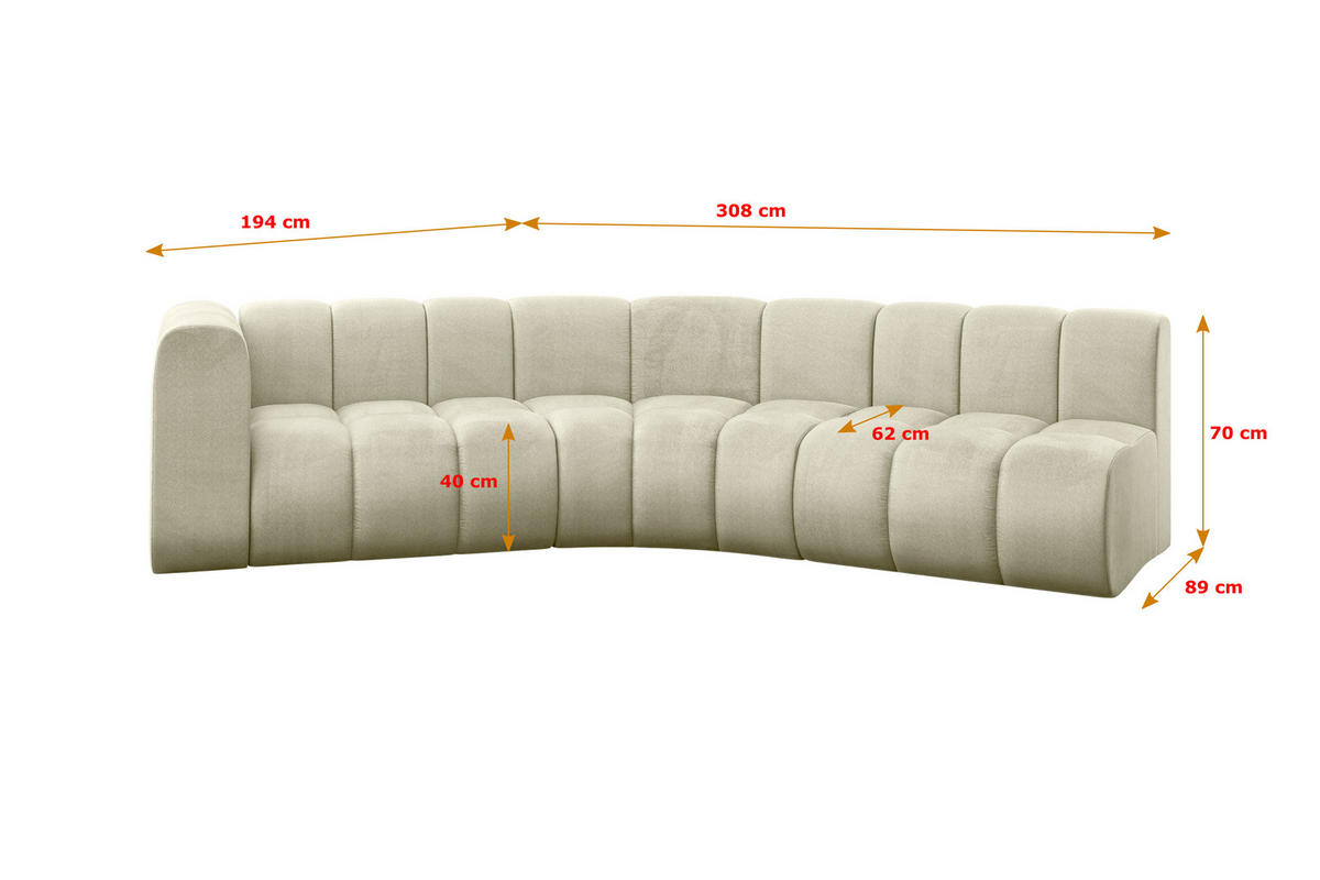 ECKSOFA modulares Sofa Karex-L1 - 308x194x70 cm Beige - Beige, Holzwerkstoff/Textil (308/194cm) - ALTDECOR