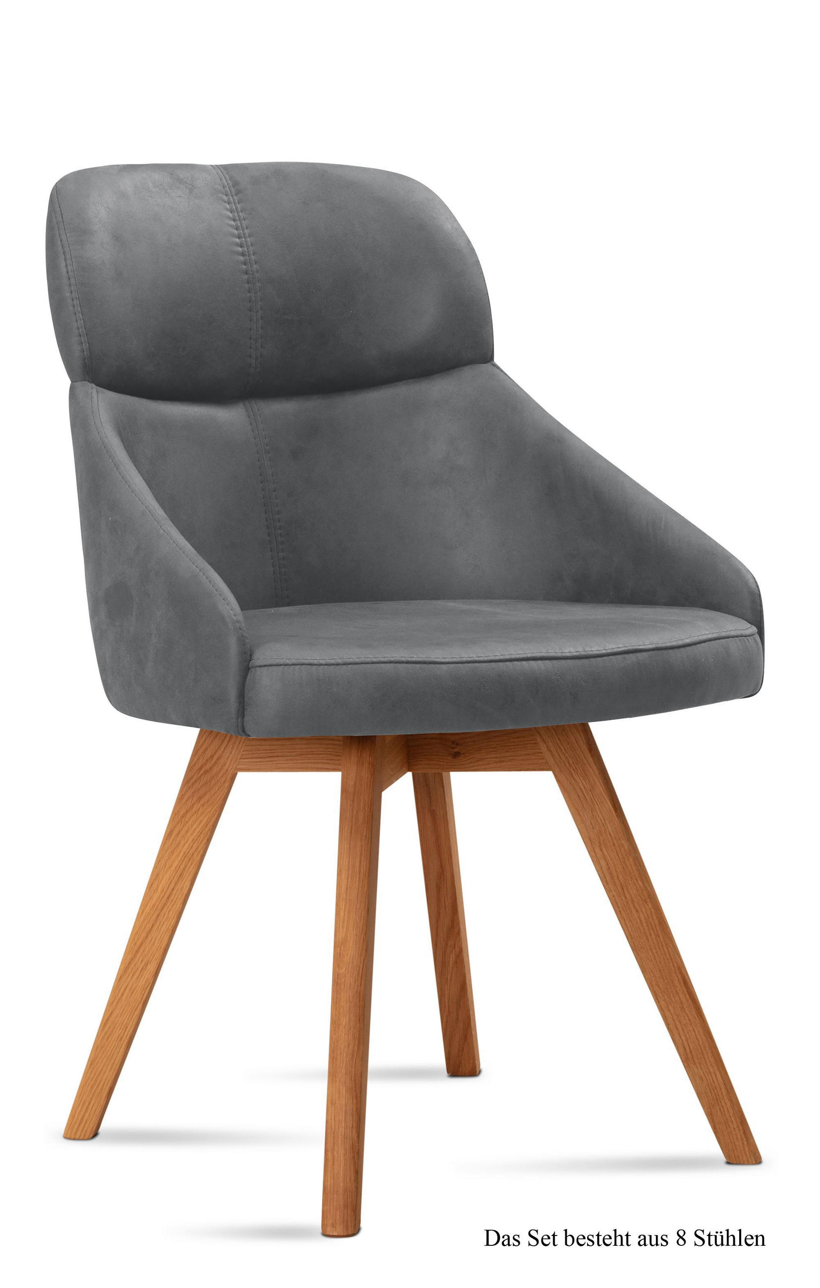 ESSZIMMERSTUHL (8er-Set) Donna 52x82x63 Eiche geölt/Grau - Eichefarben/Grau, Kunststoff (63/82/52cm) - 58aufmkessel