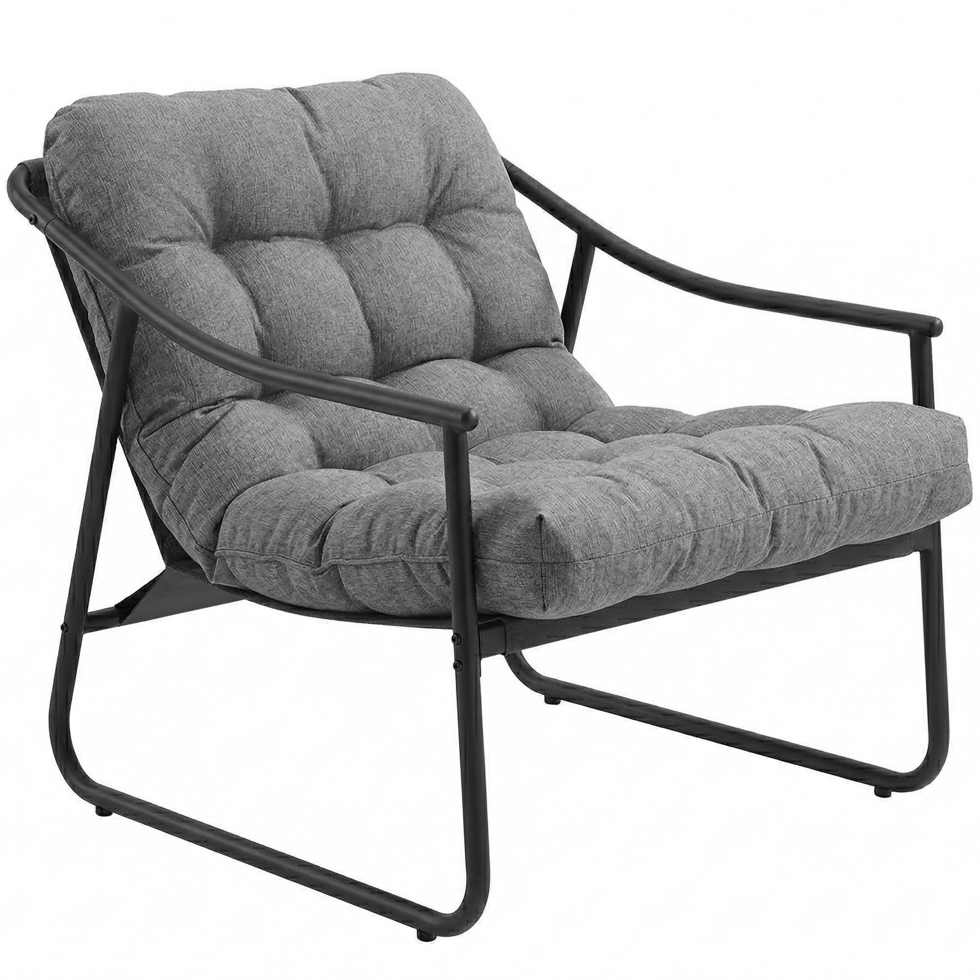 LOUNGESESSEL Aluminium Texteline Dunkelgrau - Dunkelgrau/Schwarz, Textil/Metall - Outsunny