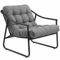 LOUNGESESSEL Aluminium Texteline Dunkelgrau - Dunkelgrau/Schwarz, Textil/Metall - Outsunny