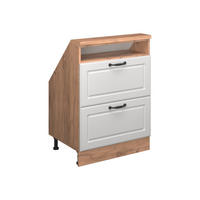 DACHSCHRÄGENSCHRANK Rion Weiß Landhaus/Goldkraft Eiche mit 2 Schubladen - Honigeiche/Weiß, Holzwerkstoff (60/81.6/46cm) - Vicco