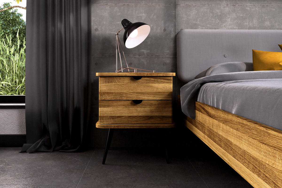 NACHTTICH LINA - Wildeiche, Holz (50/57/41cm) - byoak