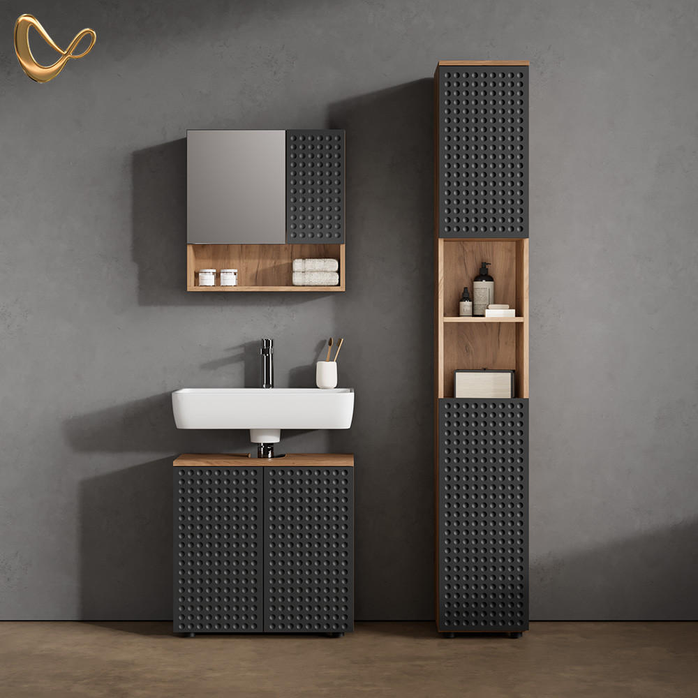 WASCHBECKENUNTERSCHRANK Ronco Anthrazit gepunktet 60 x 59 cm - Honigeiche/Anthrazit, Holzwerkstoff (60/59/30cm) - Livinity®