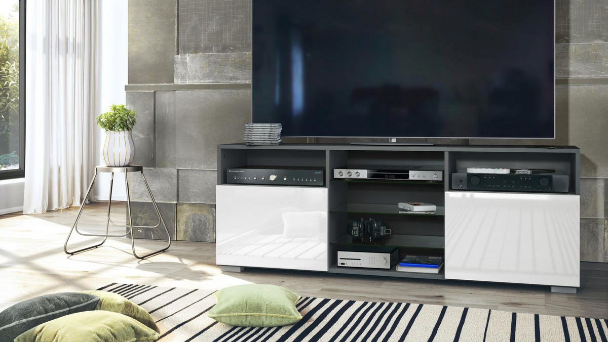 LOWBOARD Granada Front in Weiß Hochglanz - Weiß Hochglanz, Holzwerkstoff (146/54/35cm) - Vladon