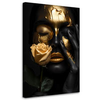 LEINWANDBILD Gold Glamour Gesicht einer Frau 40x60cm - Schwarz, Textil (40/60cm) - Feeby