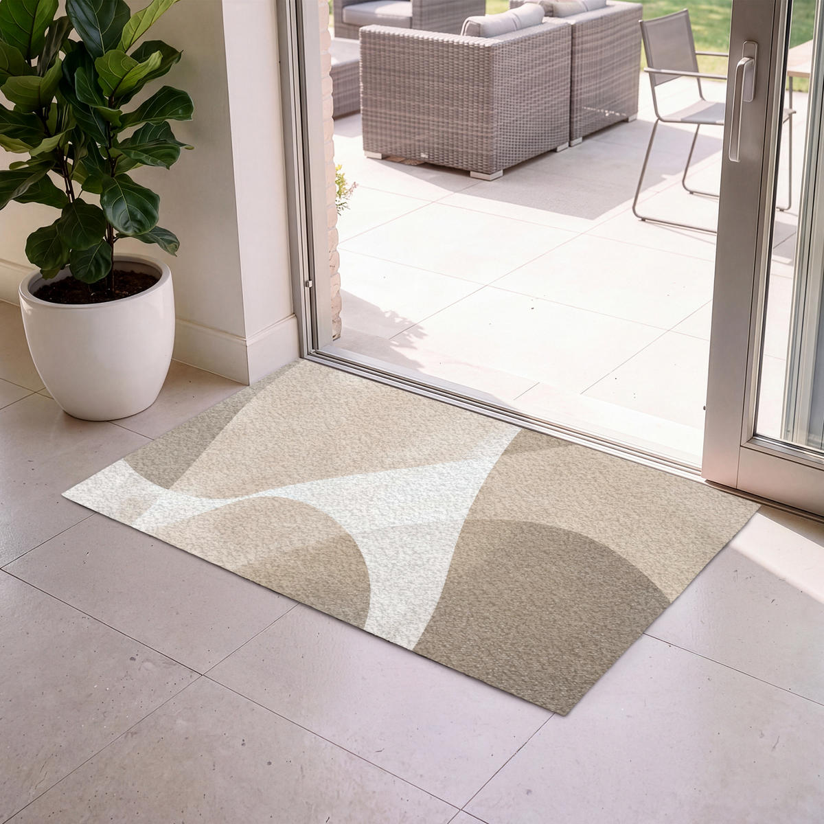 ROHOŽKA Hladké povrchy - Harmonické - Vlnité 120x80 cm - béžová, textil/umělá hmota (120/0.4cm) - MuchoWow
