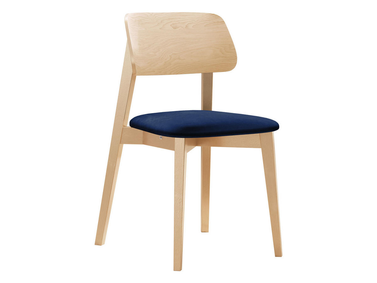 WOHNZIMMER STUHL KT63, Holzfarbe: Buche - Blau/Buchefarben, Holz/Textil (47/80/49cm) - MIRJAN24