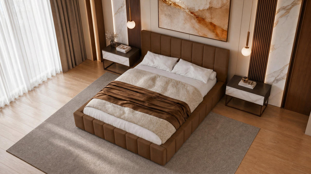 POLSTERBETT 180x200 cm, Alma, Doppelbett mit Bettkasten, Lattenrost aus Holz, Velourstoff, Dunkelbraun - Dunkelbraun, Holz/Kunststoff (180/200cm) - Marpur