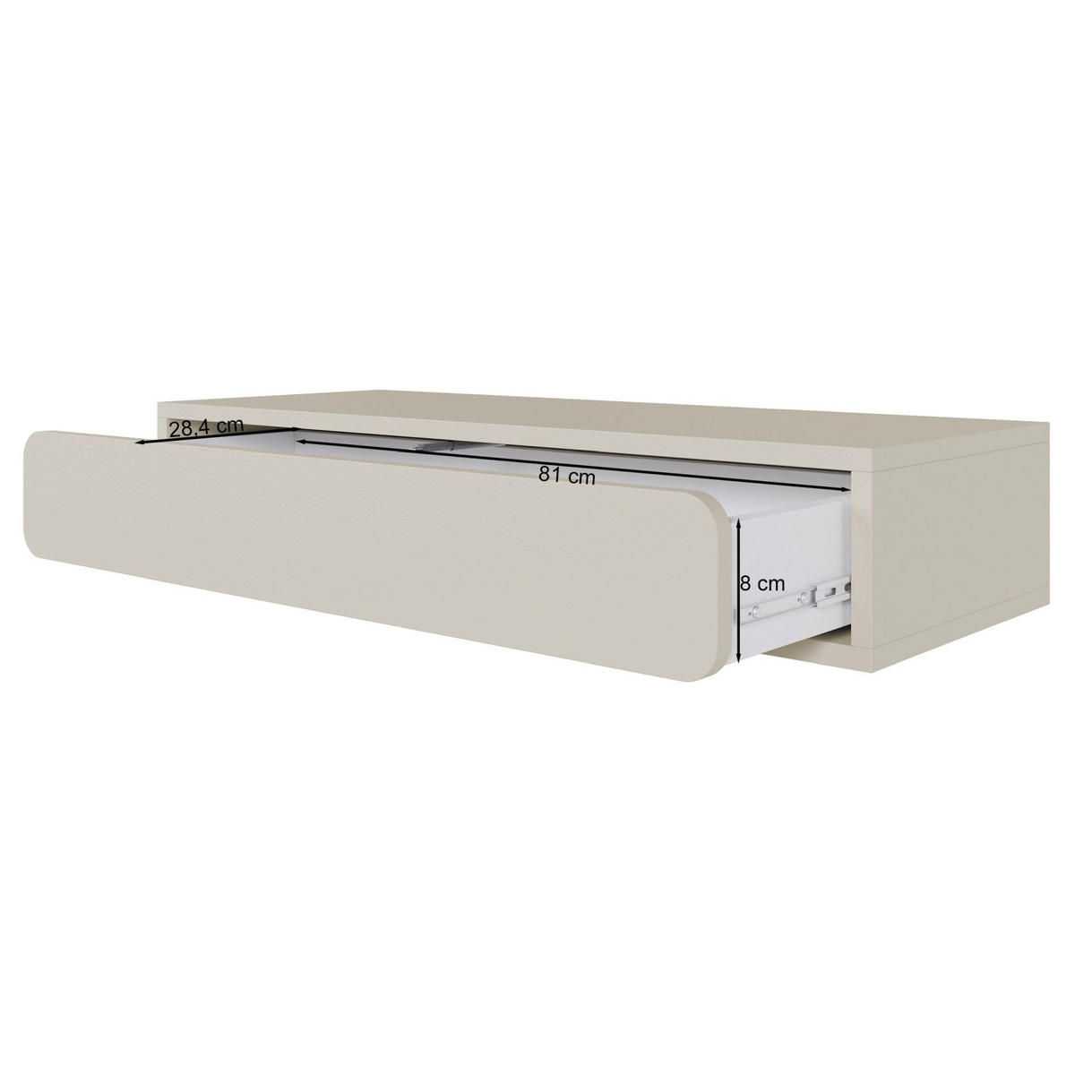 HÄNGEKONSOLE Wuwu Greige mit Schublade 90 cm - Taupe, Holzwerkstoff (90/17/35cm) - Selsey