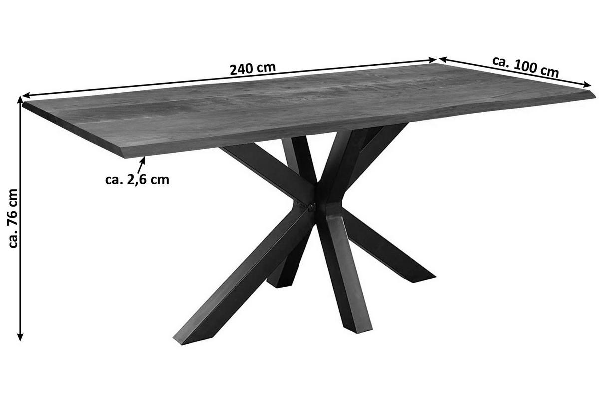 ESSTISCH SPYRO - Schwarz/Braun, Holz/Metall (100/240/76cm) - SAM