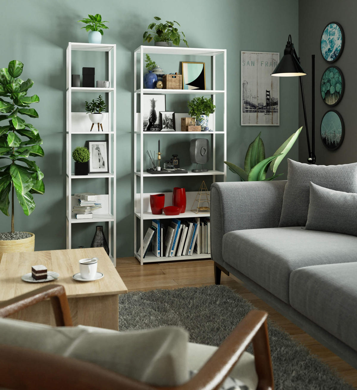 LOFT-REGAL Weiß 40x192x32 cm - Weiß, Holzwerkstoff/Metall (40/192/32cm) - Akord