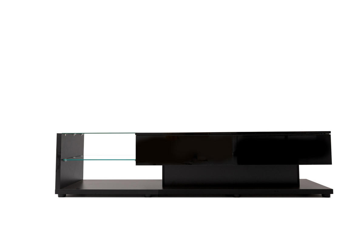 LOWBOARD 170/36/38 cm Schwarz aus Spanplatte mit Hochglanz und LED-Beleuchtung - Schwarz, Holzwerkstoff (36/38/170cm) - OKMYHOME
