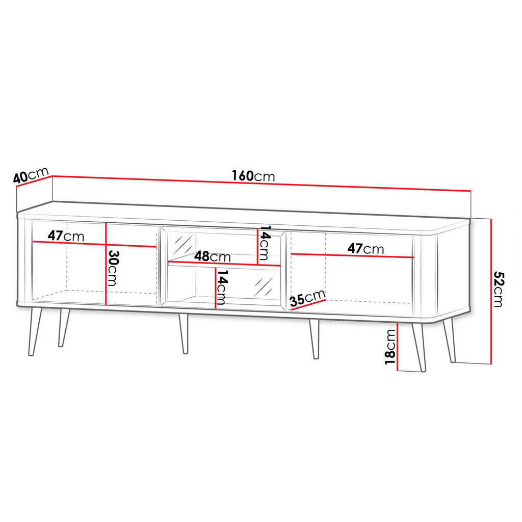 Thumbnail - Feldmann-Wohnen Lowboard, Beige, Braun, Holz, 1 Fächer, Rechteckig, 160x52x40 cm, Wohnzimmer, Wohnwände, Lowboards, Lowb...