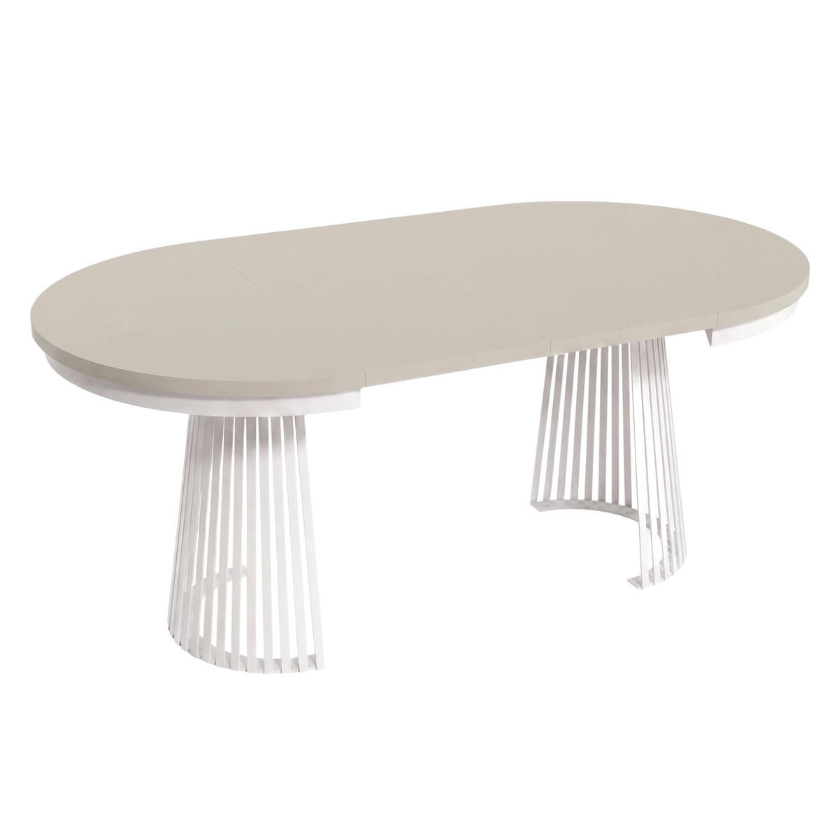 ESSTISCH Lumi im Loft-Stil, ausziehbar Ø 120–200 cm, Metallbeinen, Weiß +Kaschmir - Kaschmir/Weiß, Metall (120/120/77cm) - Beautysofa