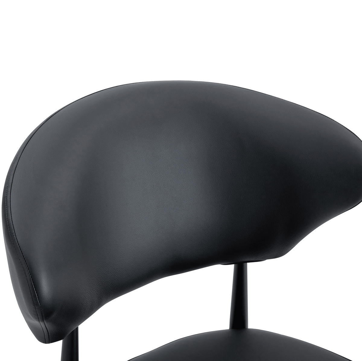 ESSZIMMERSTUHL 2er-Set PU-Leder Schwarz mit Metallbeinen - Schwarz, Metall (45/80/50.1cm) - Meubliv