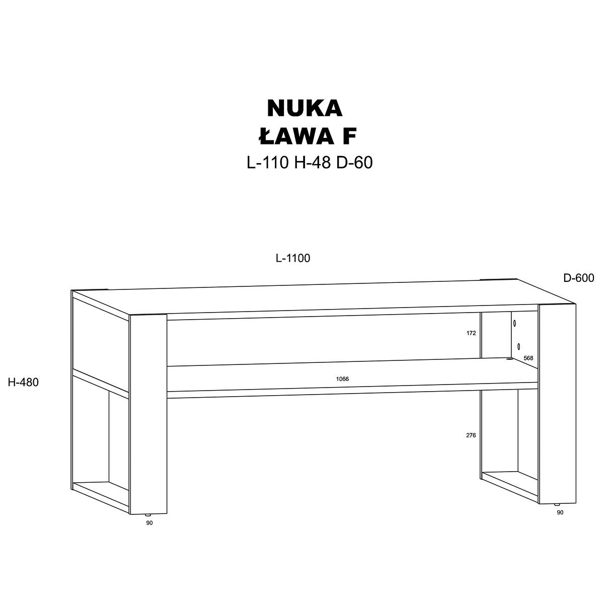 COUCHTISCH Nouka Holz und Schwarz - Schwarz, Holzwerkstoff (60/110/48cm) - Petits-meubles