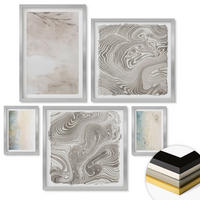 WANDBILDER 5er Set - 50x50 cm & 20x30 cm & 40x60 cm Silberner Rahmen - Zarte Aquarellkartons - Silberfarben, Kunststoff (40/60cm) - ArtPrintCave