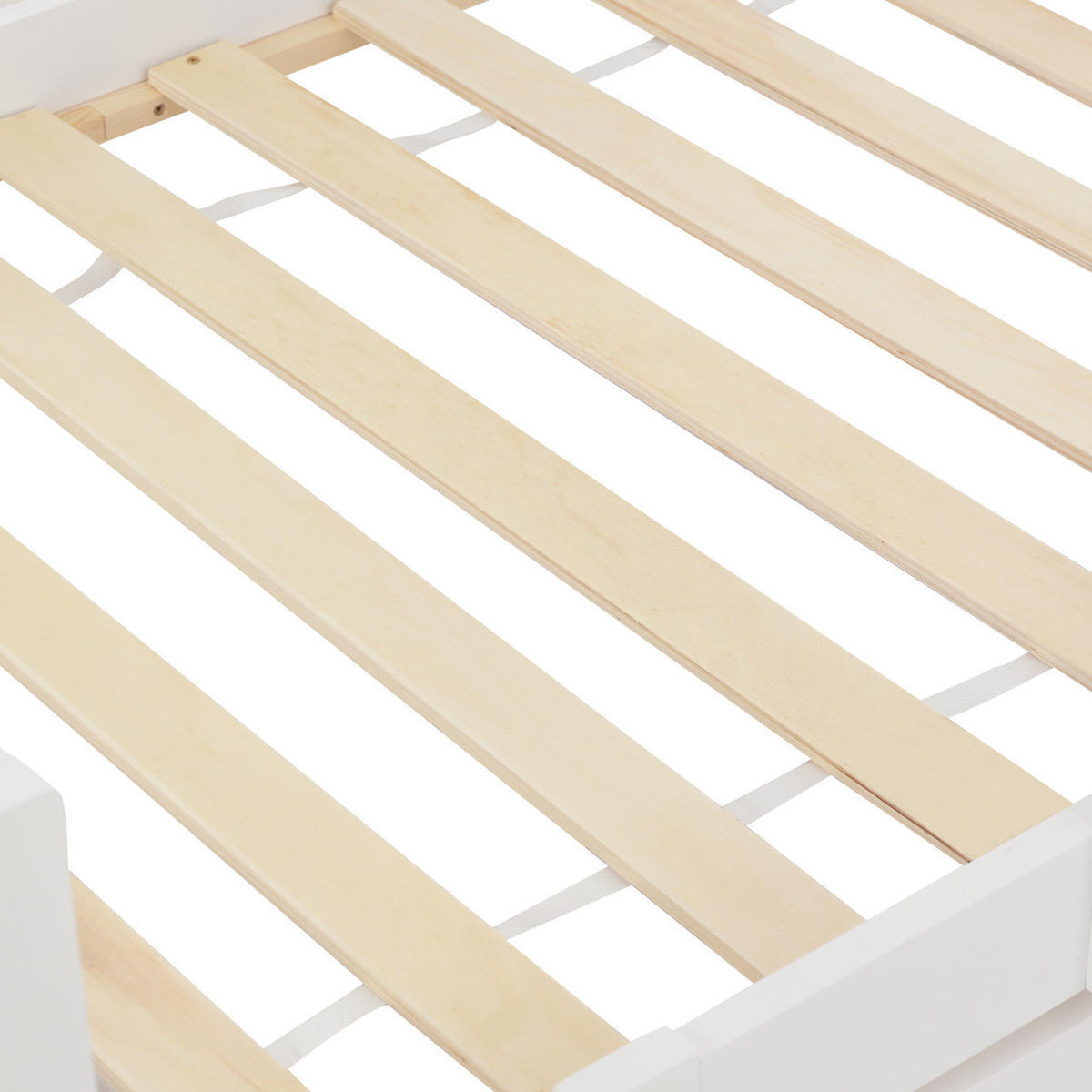 HAUSBETT 90/200 cm Weiß aus Kiefernholz mit robustem Lattenrost - Weiß, Holz (90/200cm) - OKWISH