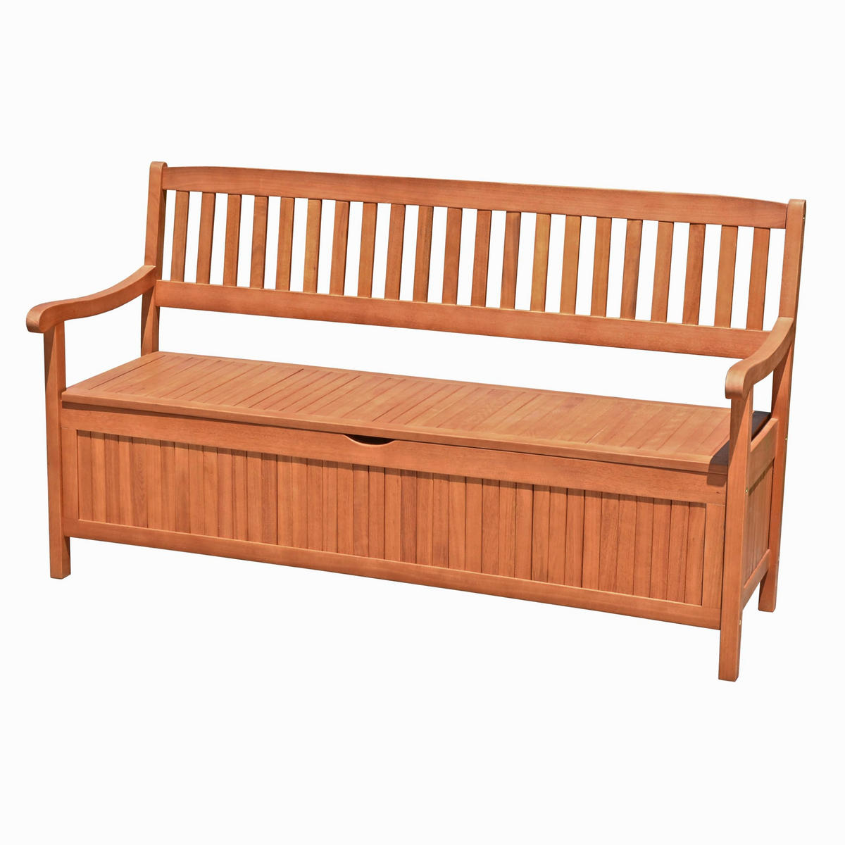 GARTENBANK Tallin 3-Sitzer mit Staufach Terrassenbank - Braun, Holz (157/90/59cm) - DELUKE