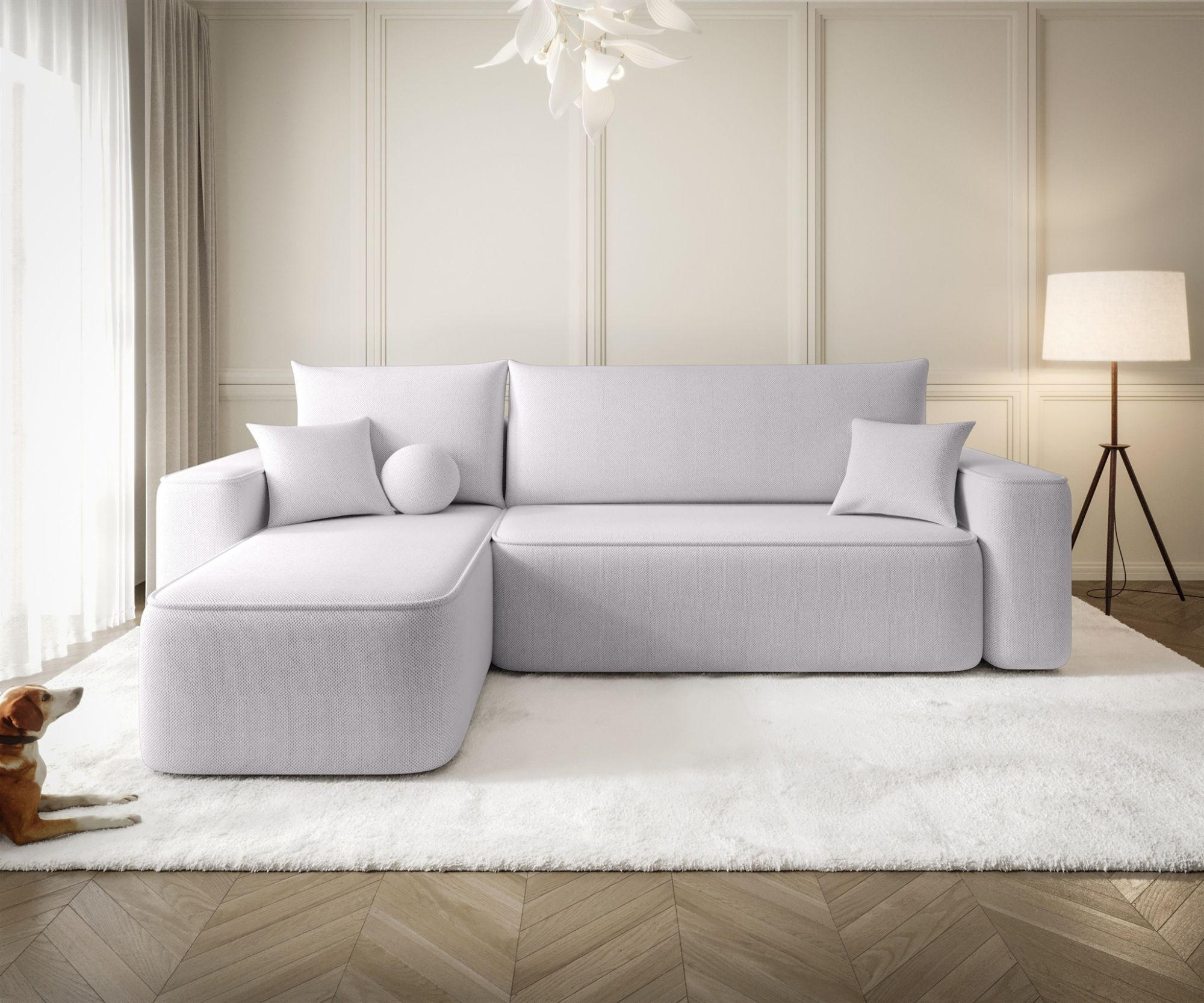 ECKSOFA Agepo In Curio - Hellgrau, Holzwerkstoff/Textil (250/150cm) - Fun Möbel