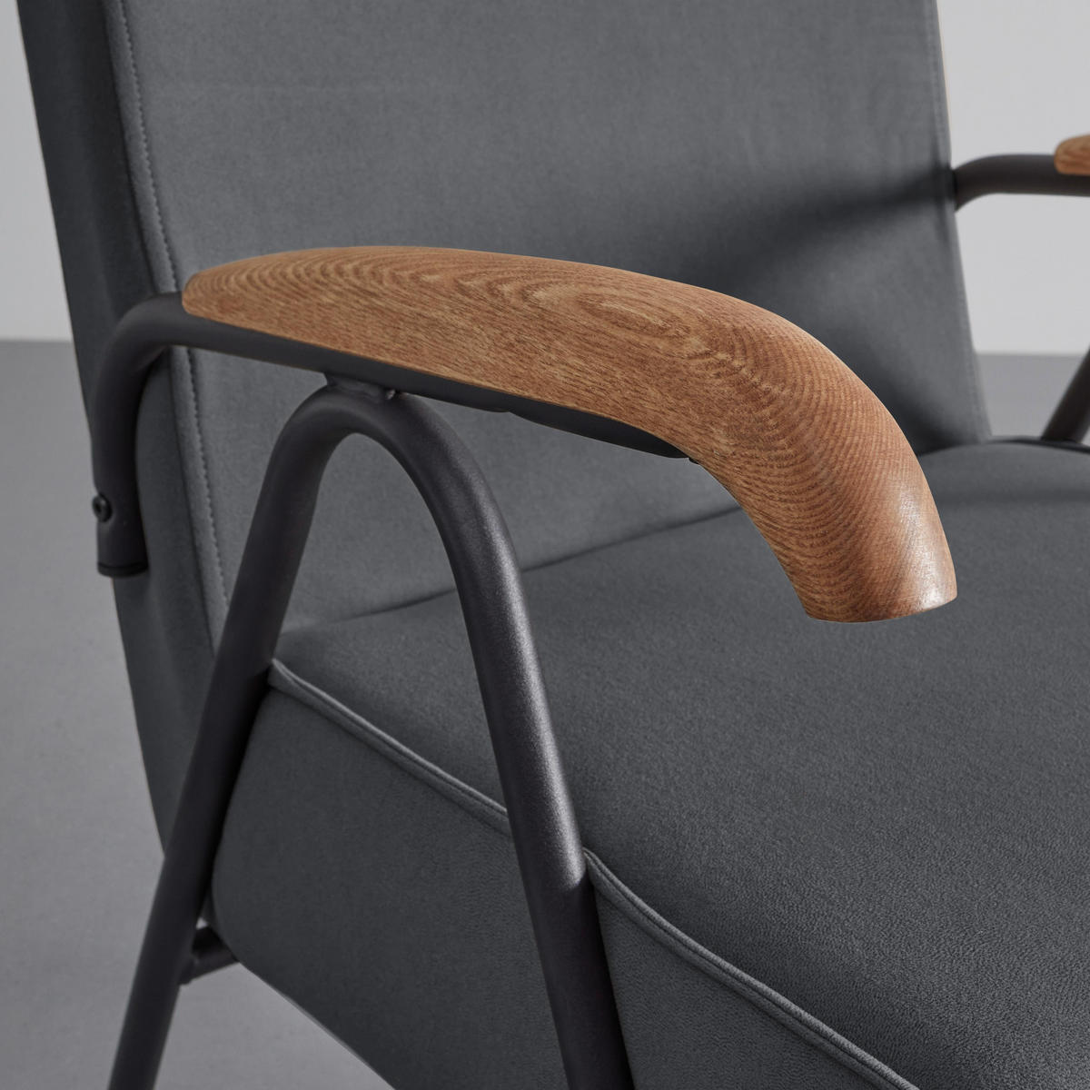 SESSEL Nati Grau Mikrofaser - Grau, Holz (52/79/66cm) - Bessagi Home