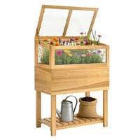HOCHBEET DE-07826 2-in-1 mit Frühbeet, aufklappbare Abdeckung Natur - Naturfarben, Holz (80/108.5/45cm) - ComfortXL