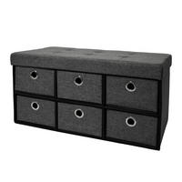 SITZBANK Faltbar, 76/38/38 cm, mit 6 Schubladen, 80 Liter, Dunkelgrau - Grau, Textil (38/38/76cm) - Dunedesign