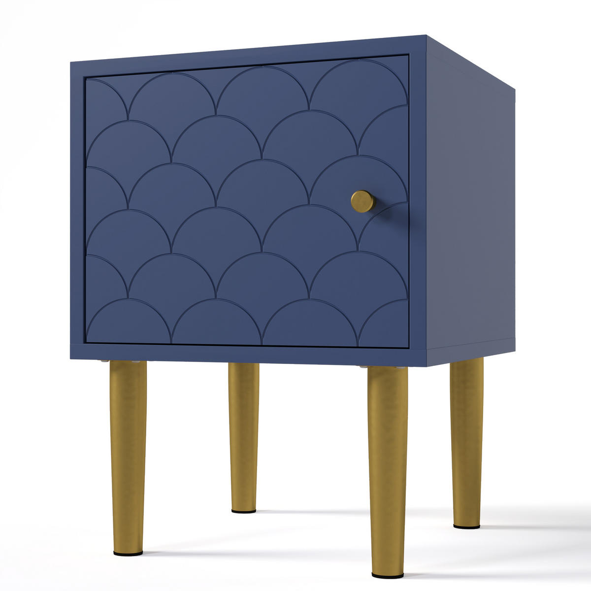 NACHTTISCH-SET 35/35/51 cm marineblau aus Holz mit Metallbeinen - Dunkelblau, Holz (35/51/35cm) - OKWISH